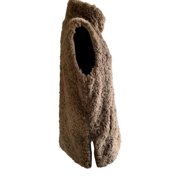 Dylan Anthropologie Cozy Faux Fur Zip Up Vest Mocha Brown Size Medium - Picture 4 of 7